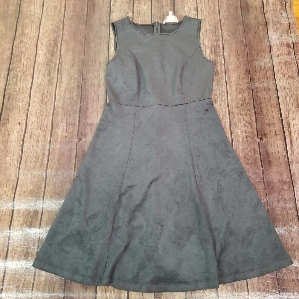 Philosophy Womens Dress Gray 8 A-Line Sleeveless Knee Length Faux Leather